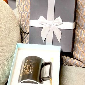 Boxed gift set coffee cup and golden spoon